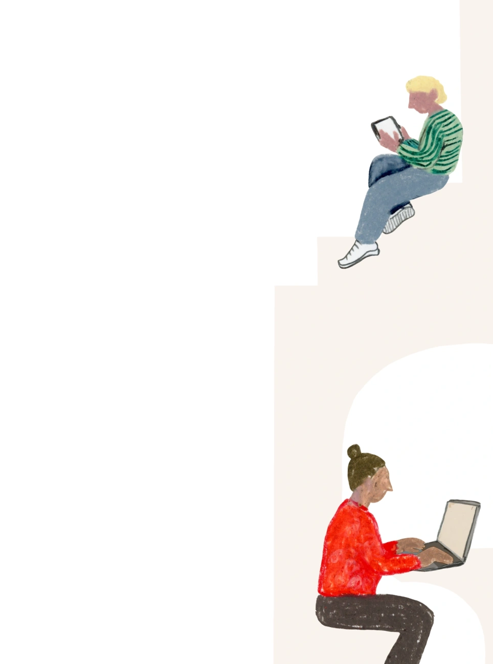 Illustratie van studerende docenten. Beeld bij artikel op aob.nl/onderwijstijd
